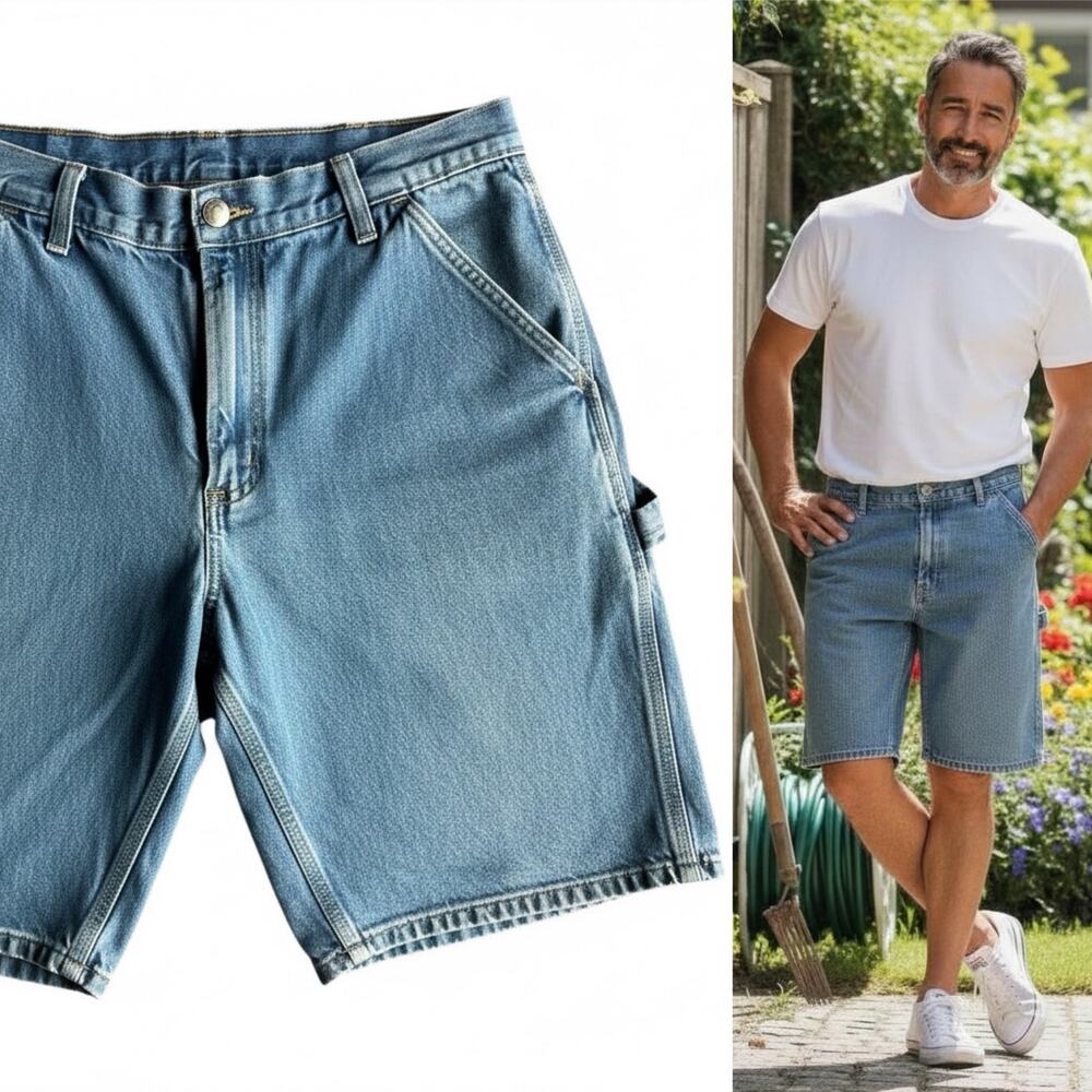 Carhartt Shorts Jorts Vintage Carpenter Washed Denim - Picture 3 of 10